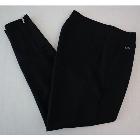 Lauren Ralph Lauren Women's Sz L Black Active Black Jersey Performance Pants - Picture 8 of 9